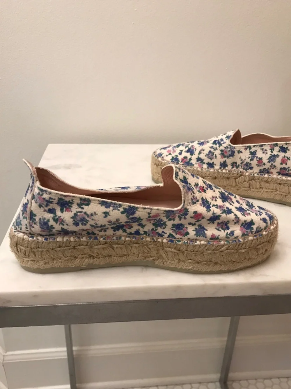 MANEBI X LOVE SHACK FANCY BLUE FLORAL PLATFORM ESPADRILLES
